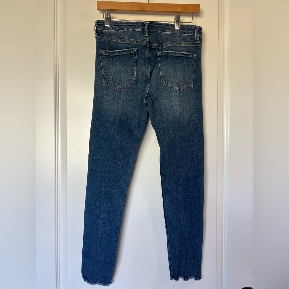 Vervet Classic Blue Ankle Skinny Fit Jeans with Distressed Button Fly - Picture 2 of 9